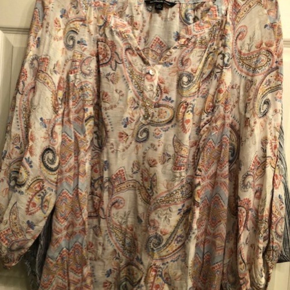Zac and Rachel 2X Women's Paisley Blouse NWOT